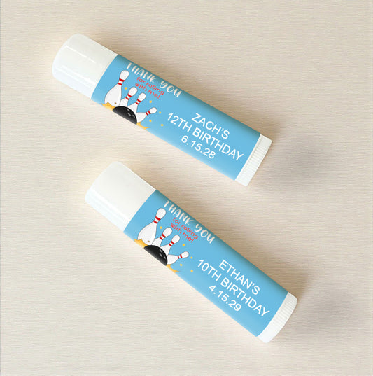 Bowling Kids Birthday Personalized Lip Balm Favors (Set of 12)