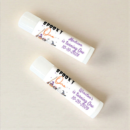 Spooky One Birthday Halloween Personalized Lip Balm Favors (Set of 12)