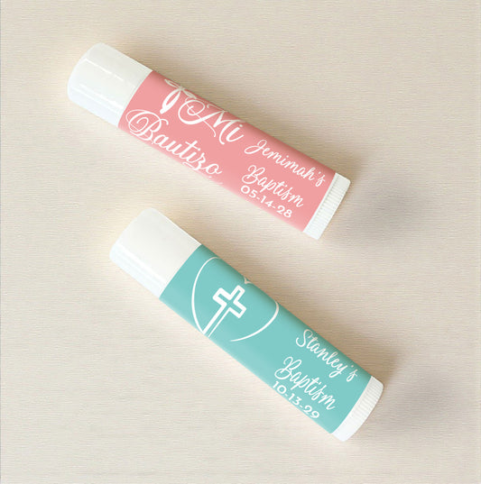 Baptism Personalized Lip Balm Favors (Set of 12)