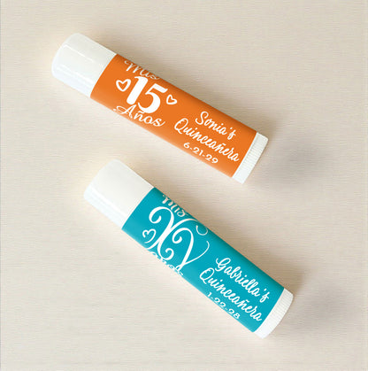 Quinceañera Personalized Lip Balm Favors (Set of 12)