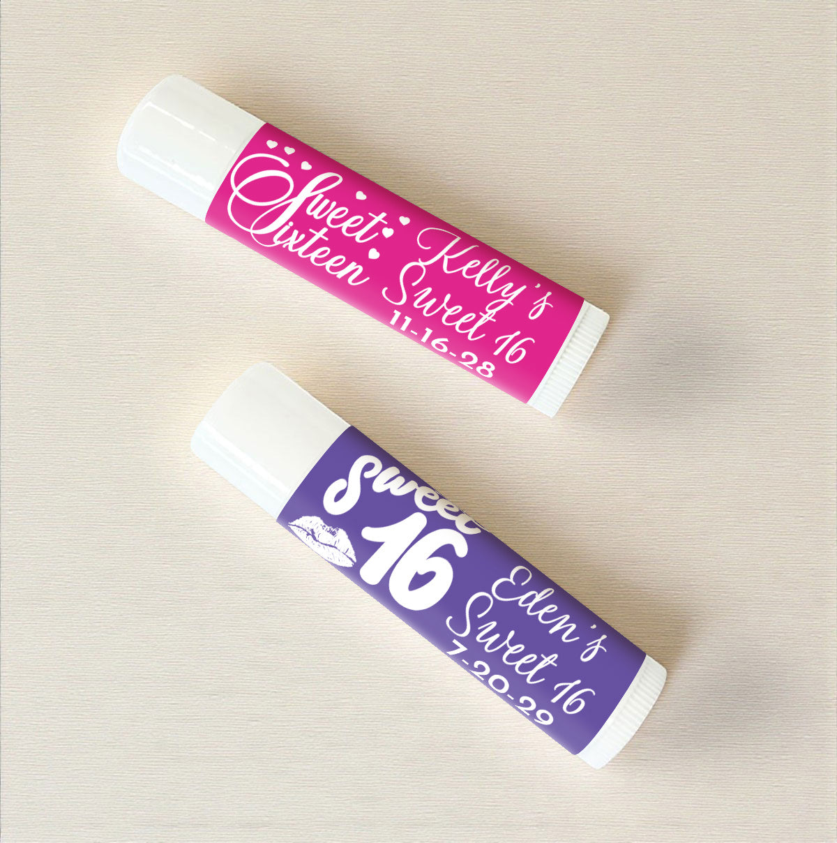 Sweet 16 Personalized Lip Balm Favors (Set of 12)