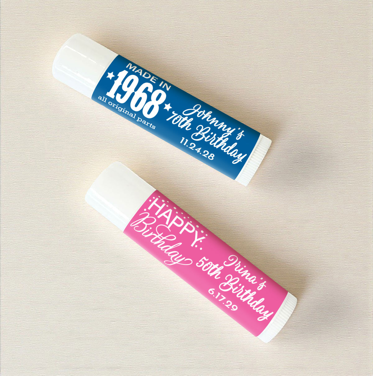 Adult Birthday Personalized Lip Balm Favors (Set of 12)