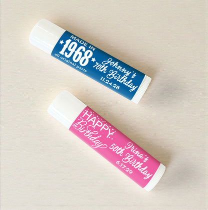 Adult Birthday Personalized Lip Balm Favors (Set of 12)