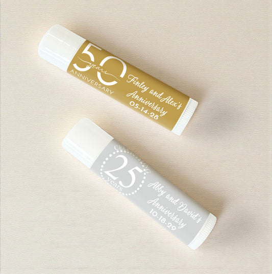Anniversary Personalized Lip Balm Favors (Set of 12)