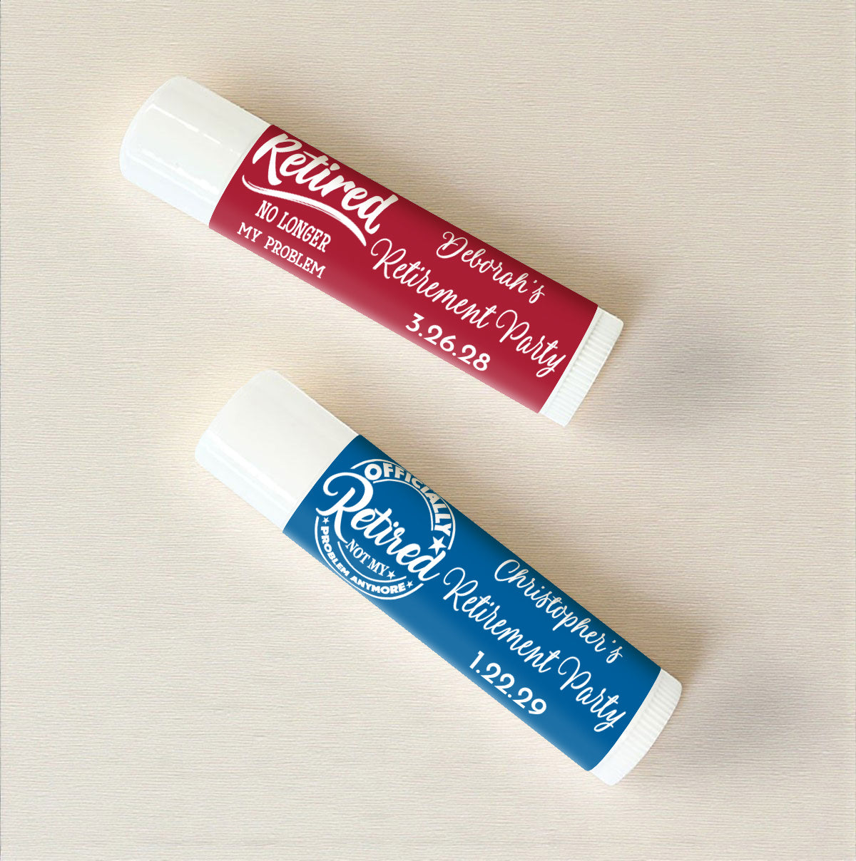Retirement Personalized Lip Balm Favors (Set of 12)