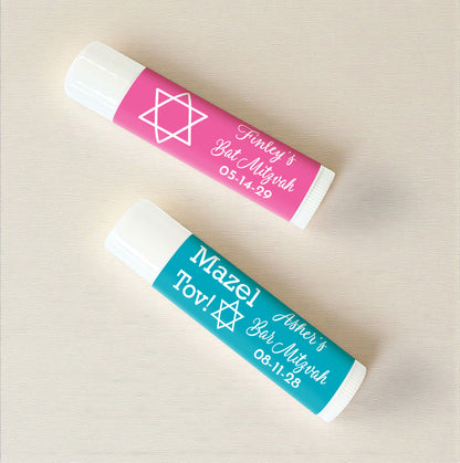 Bar/Bat Mitzvah Personalized Lip Balm Favors (Set of 12)