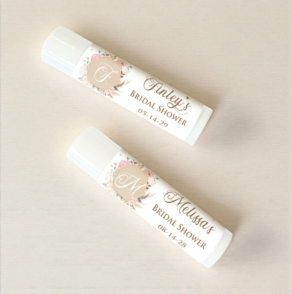 Flower Initial Personalized Lip Balm Favors (Set of 12)