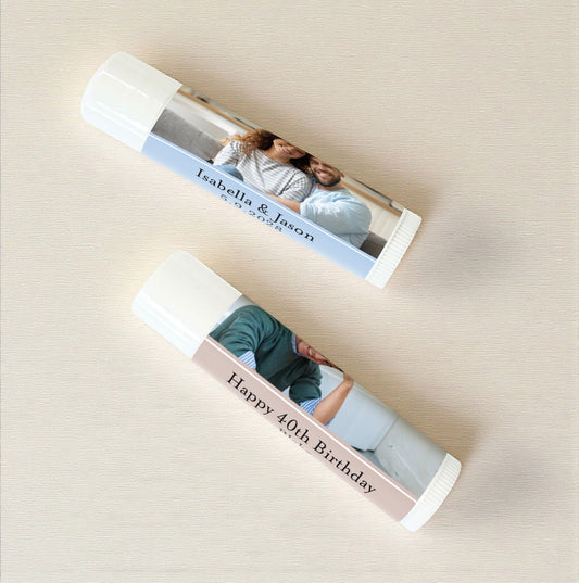 Classic Photo Personalized Lip Balm Favors (Set of 12)