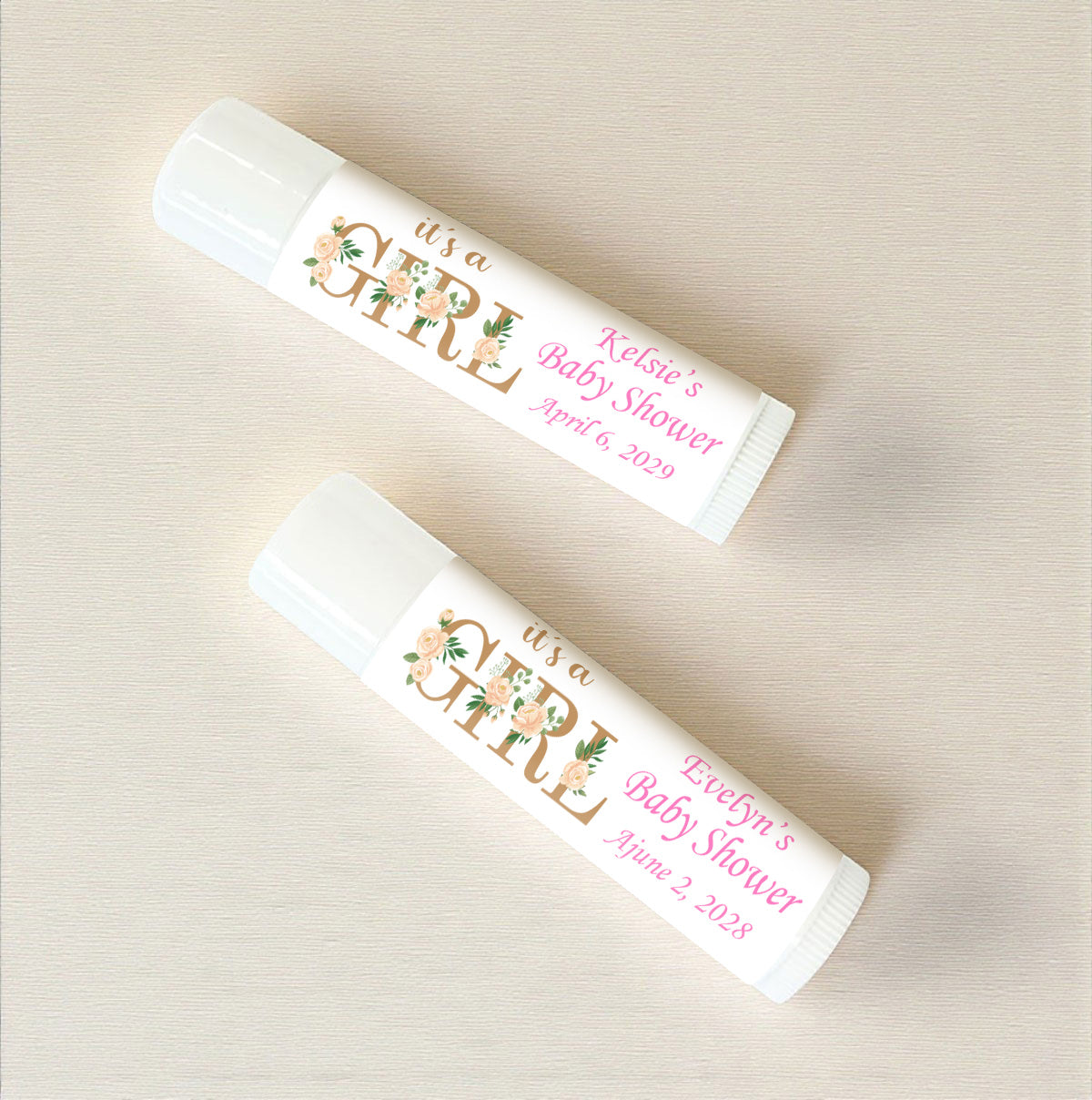 It's A Girl Personalized Lip Balm Favors (Set of 12)