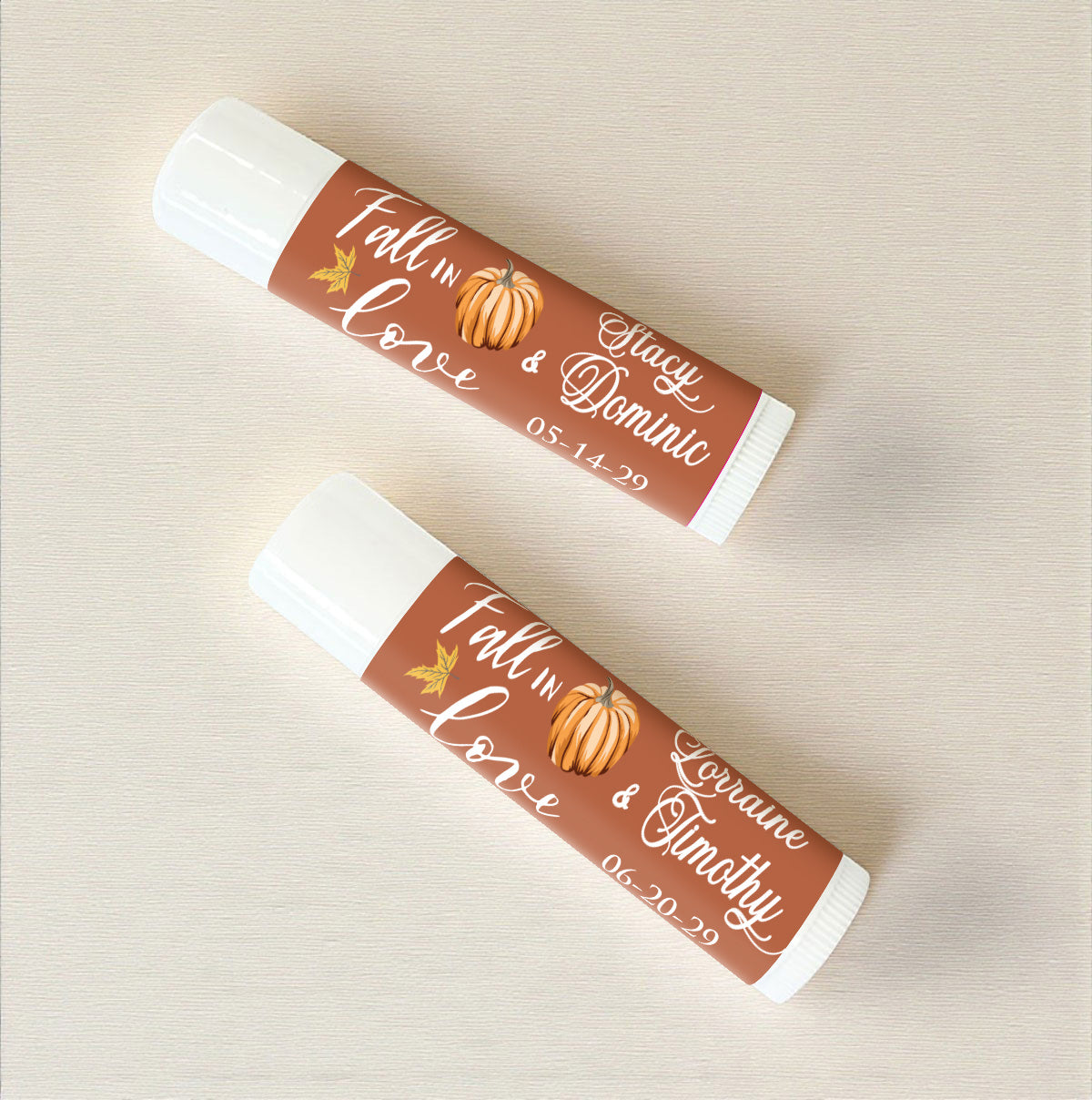 Fall In Love Pumpkin Personalized Lip Balm Favors (Set of 12)
