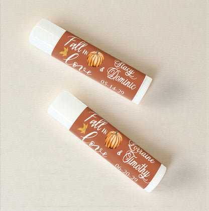 Fall In Love Pumpkin Personalized Lip Balm Favors (Set of 12)
