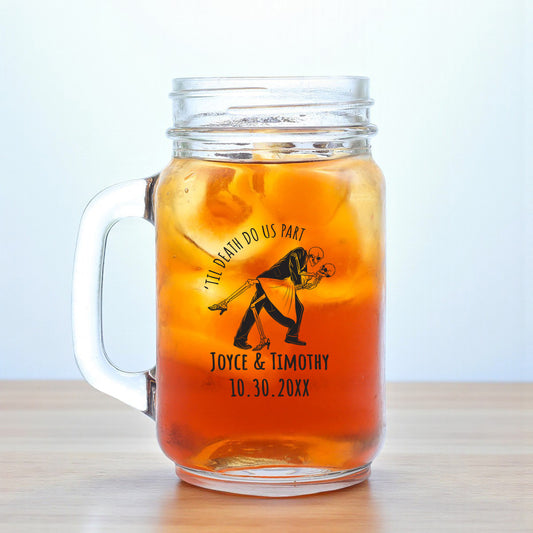Til Death Do Us Part Personalized Mason Glass Mug (Set of 18)