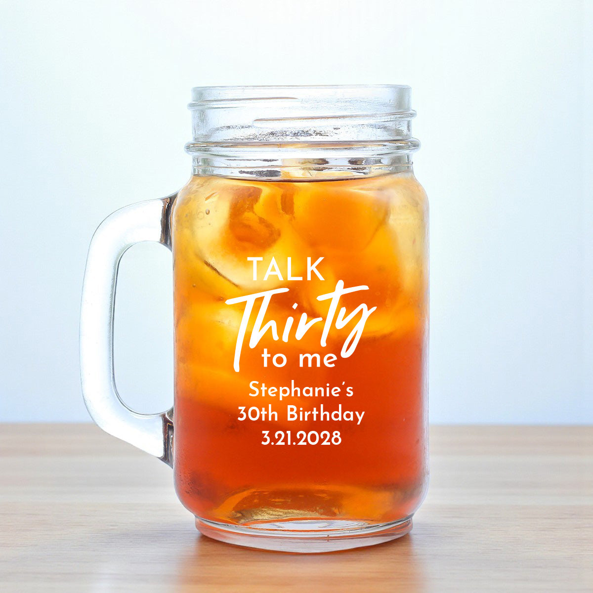 30th Birthday Personalized Mason Glass Mug (Set of 18)