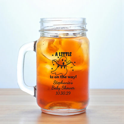 A Little Boo Is On The Way Personalized Mason Glass Mug (Set of 18)