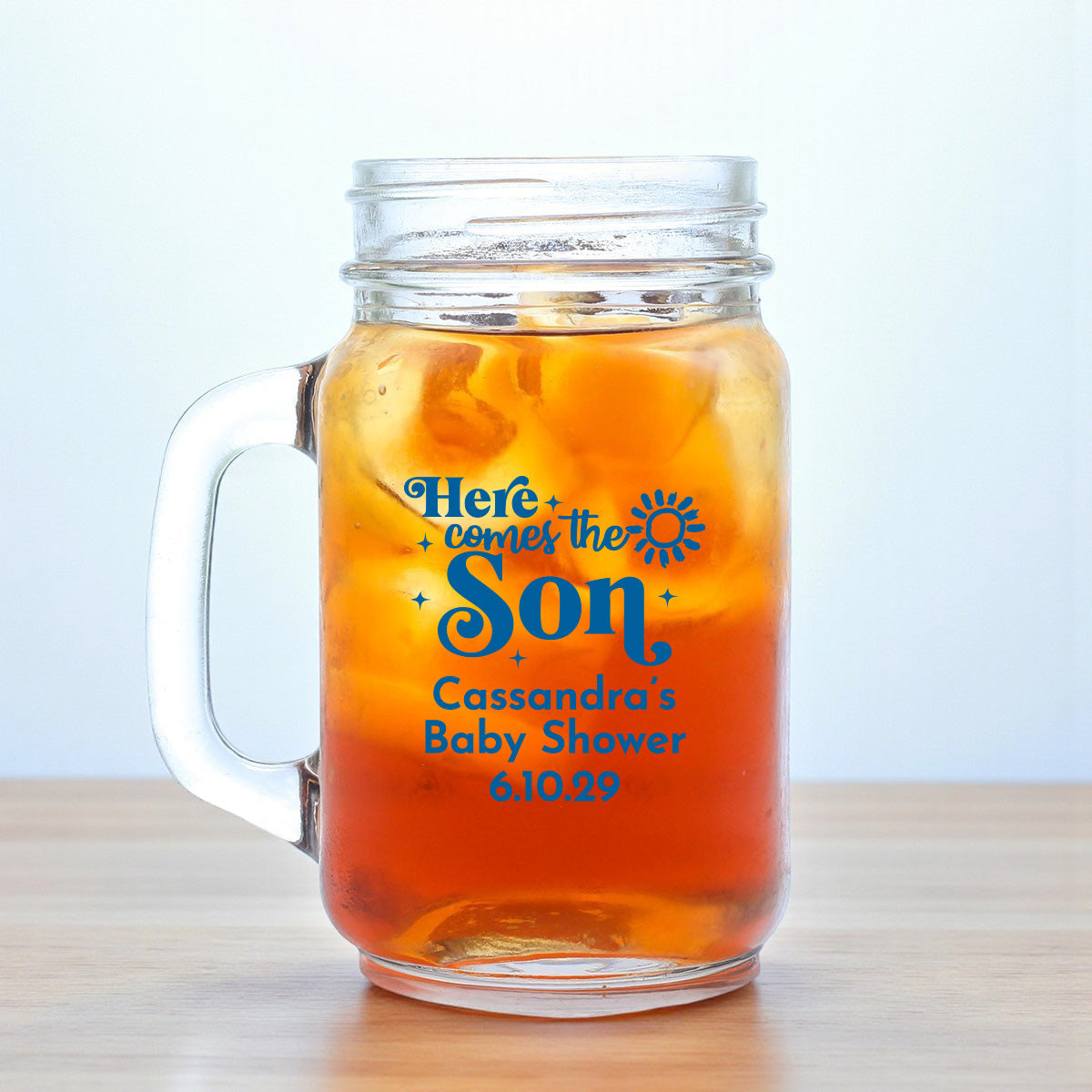 Here Comes The Son Personalized Mason Glass Mug (Set of 18)