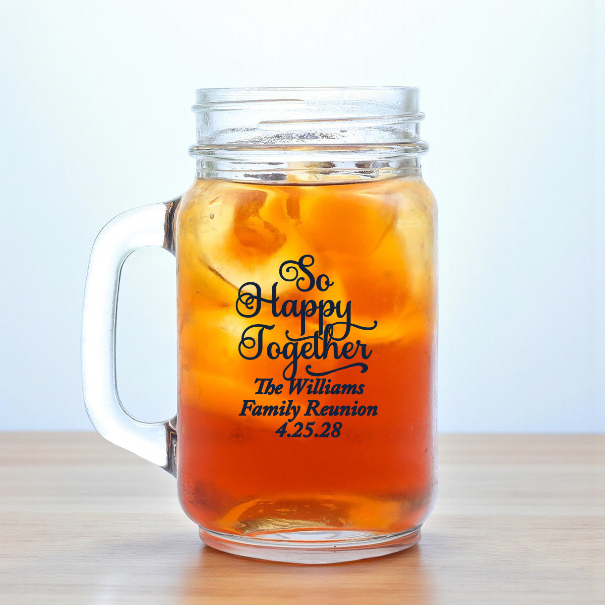 Family Reunion Personalized Mason Glass Mug (Set of 18)
