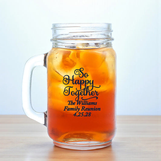 Family Reunion Personalized Mason Glass Mug (Set of 18)