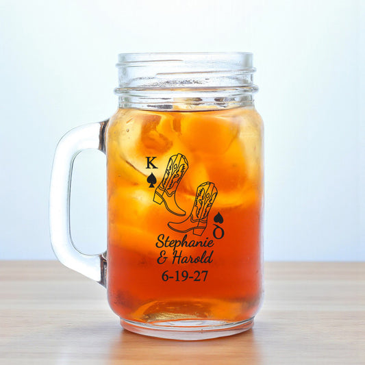 Western Cowboy Boots Personalized Mason Glass Mug (Set of 18)