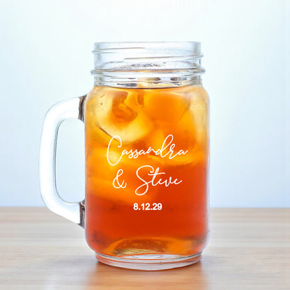 Couple Names Personalized Mason Glass Mug (Set of 18)