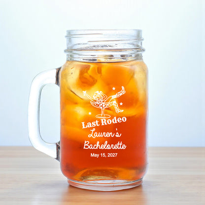Last Rodeo Personalized Mason Glass Mug (Set of 18)