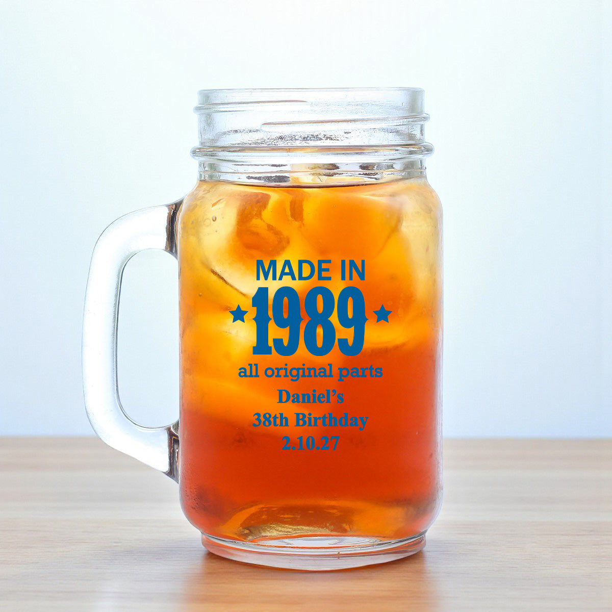 Made In Year All Original Parts Personalized Mason Glass Mug (Set of 18)