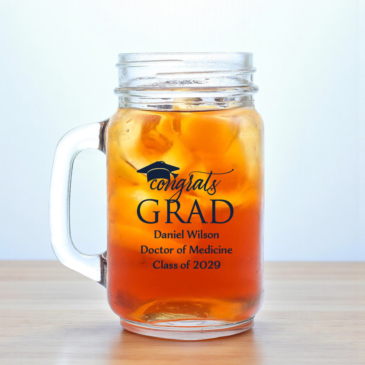 Congrats Grad Personalized Mason Glass Mug (Set of 18)