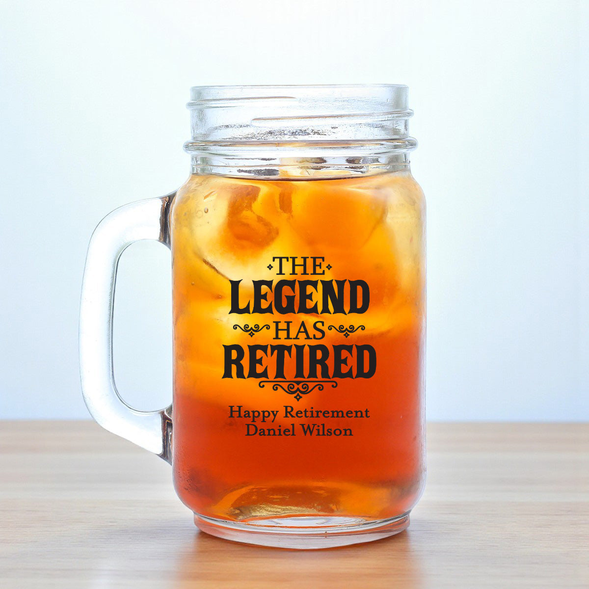 The Legend Has Retired Personalized Mason Glass Mug (Set of 18)