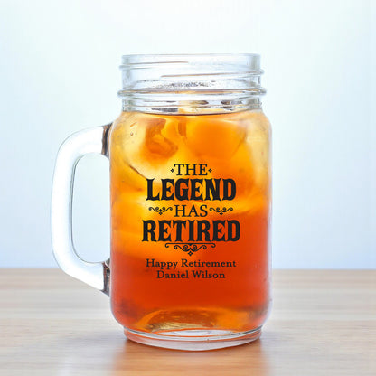 The Legend Has Retired Personalized Mason Glass Mug (Set of 18)