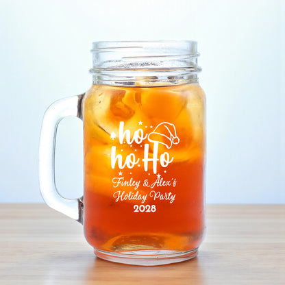 Holiday Personalized Mason Glass Mug (Set of 18)