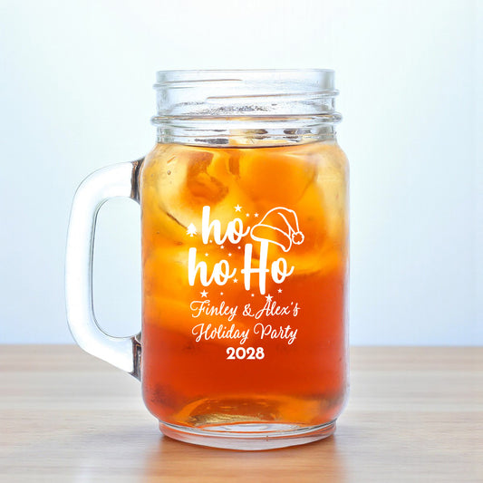 Holiday Personalized Mason Glass Mug (Set of 18)