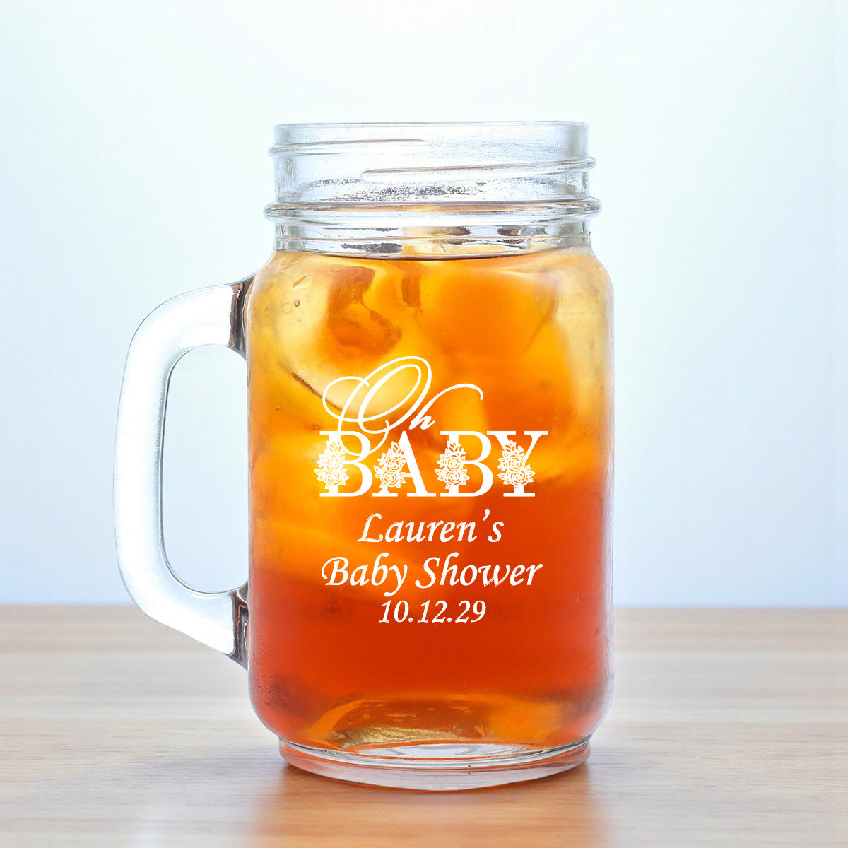 Oh Baby Personalized Mason Glass Mug (Set of 18)