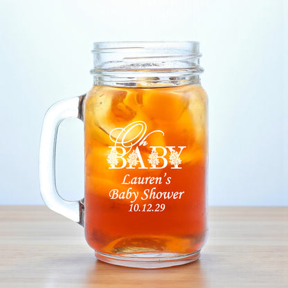 Oh Baby Personalized Mason Glass Mug (Set of 18)