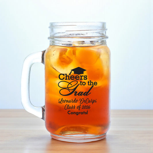 Graduation Personalized Mason Glass Mug (Set of 18)
