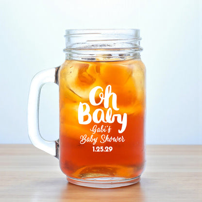 Baby Shower Personalized Mason Glass Mug (Set of 18)