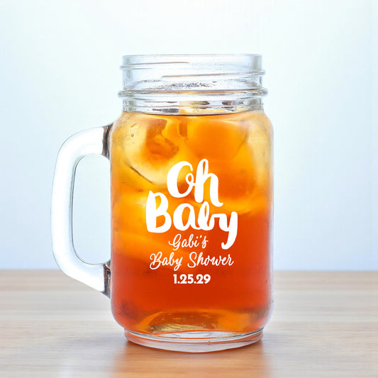 Baby Shower Personalized Mason Glass Mug (Set of 18)