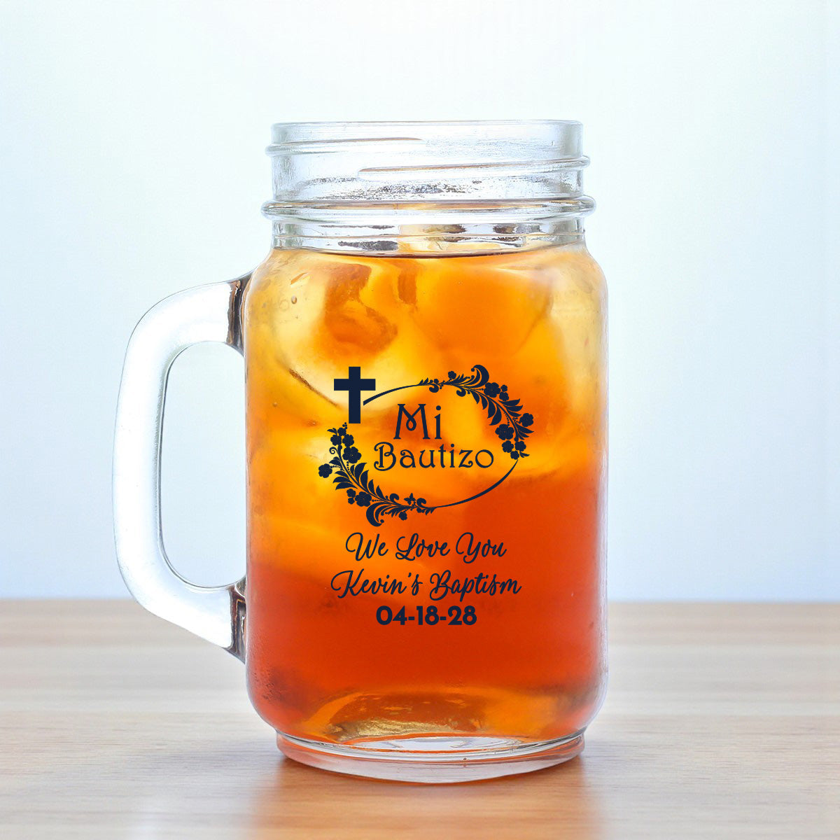 Baptism Personalized Mason Glass Mug (Set of 18)