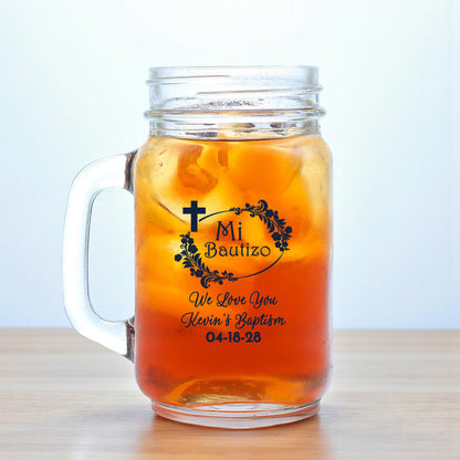 Baptism Personalized Mason Glass Mug (Set of 18)