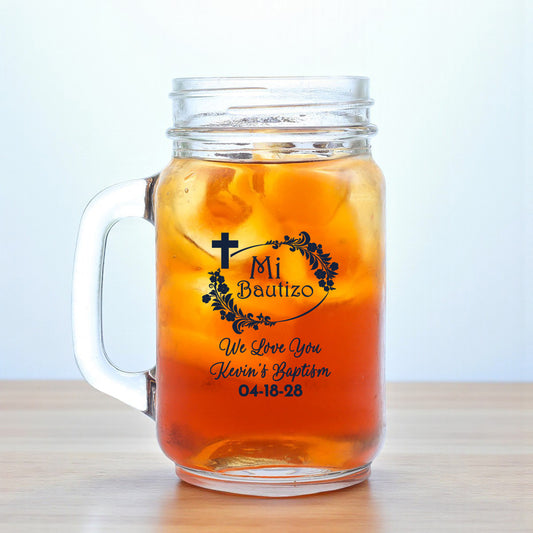 Baptism Personalized Mason Glass Mug (Set of 18)