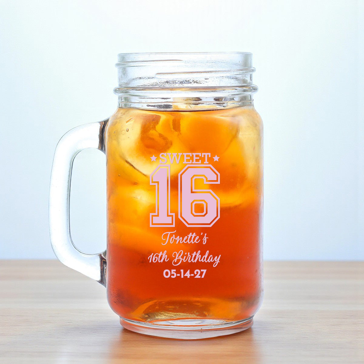 Sweet 16 Personalized Mason Glass Mug (Set of 18)
