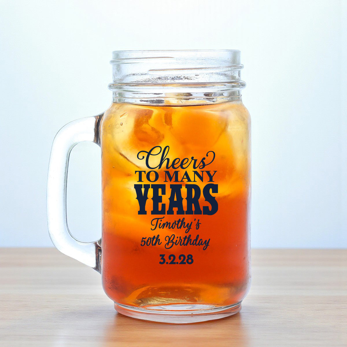 Adult Birthday Personalized Mason Glass Mug (Set of 18)