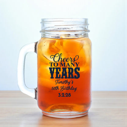Adult Birthday Personalized Mason Glass Mug (Set of 18)