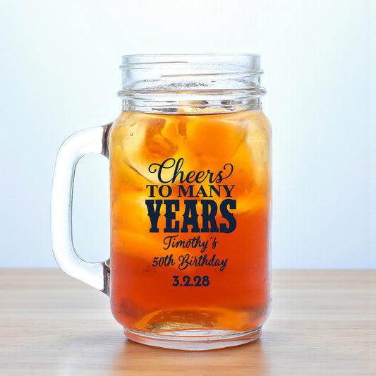 Adult Birthday Personalized Mason Glass Mug (Set of 18)