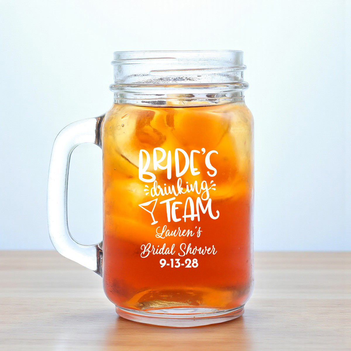 Bridal Shower Personalized Mason Glass Mug (Set of 18)