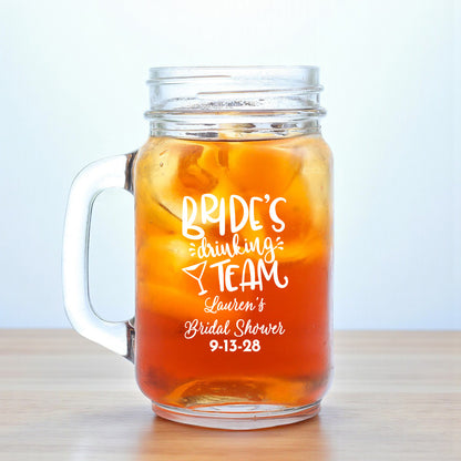 Bridal Shower Personalized Mason Glass Mug (Set of 18)
