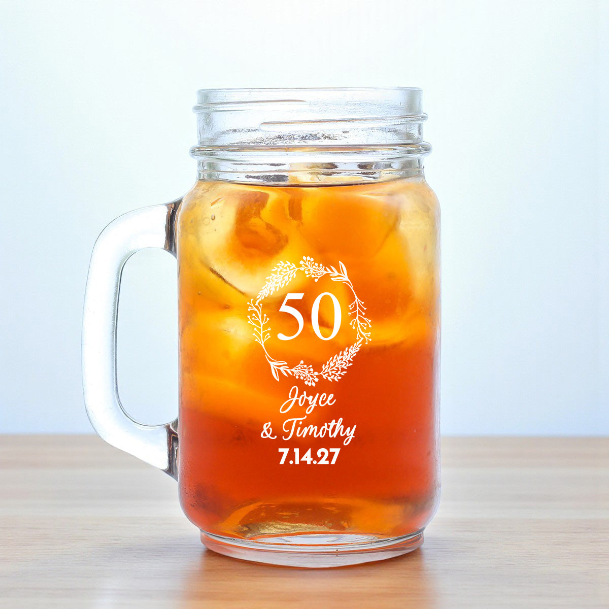 Anniversary Personalized Mason Glass Mug (Set of 18)