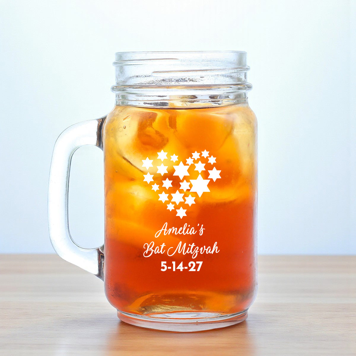 Bar/Bat Mitzvah Personalized Mason Glass Mug (Set of 18)