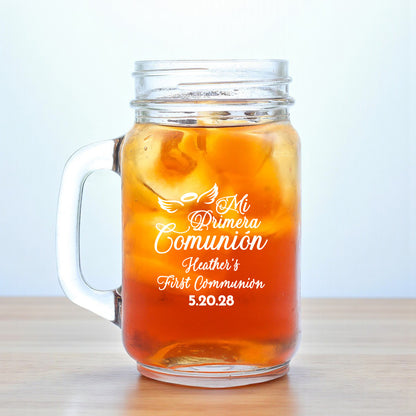 Holy Communion Personalized Mason Glass Mug (Set of 18)