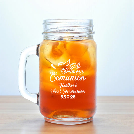 Holy Communion Personalized Mason Glass Mug (Set of 18)