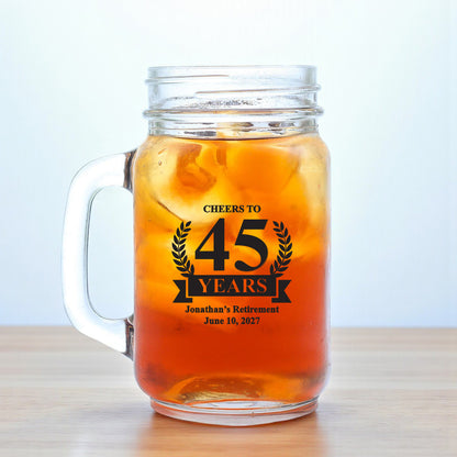 Cheers To Years Personalized Mason Glass Mug (Set of 18)