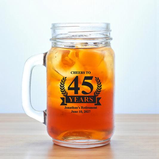 Cheers To Years Personalized Mason Glass Mug (Set of 18)